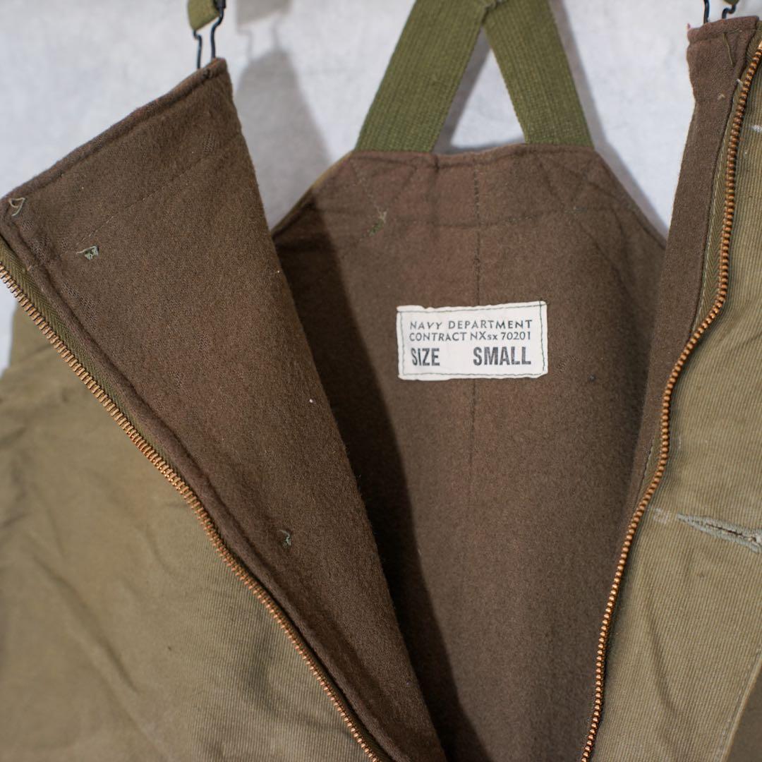米軍実物N-1デッキパンツ U.S.N.オーバーオール オリーブドラブ L相当