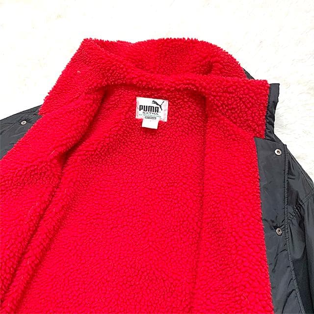 極美品✨️デカロゴ PUMA ベンチコート フリー ロング丈 黒・赤