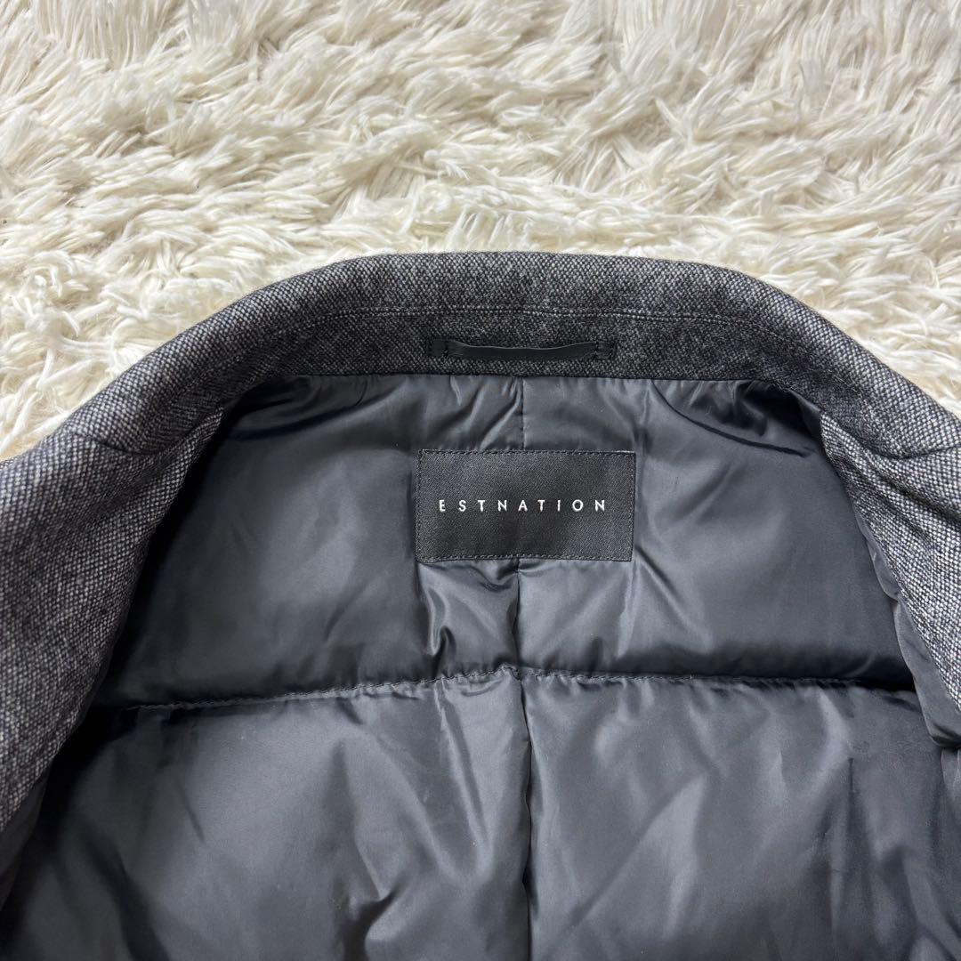 極美品 ESTNATION ダウンチェスターコート ウール生地 グレー M