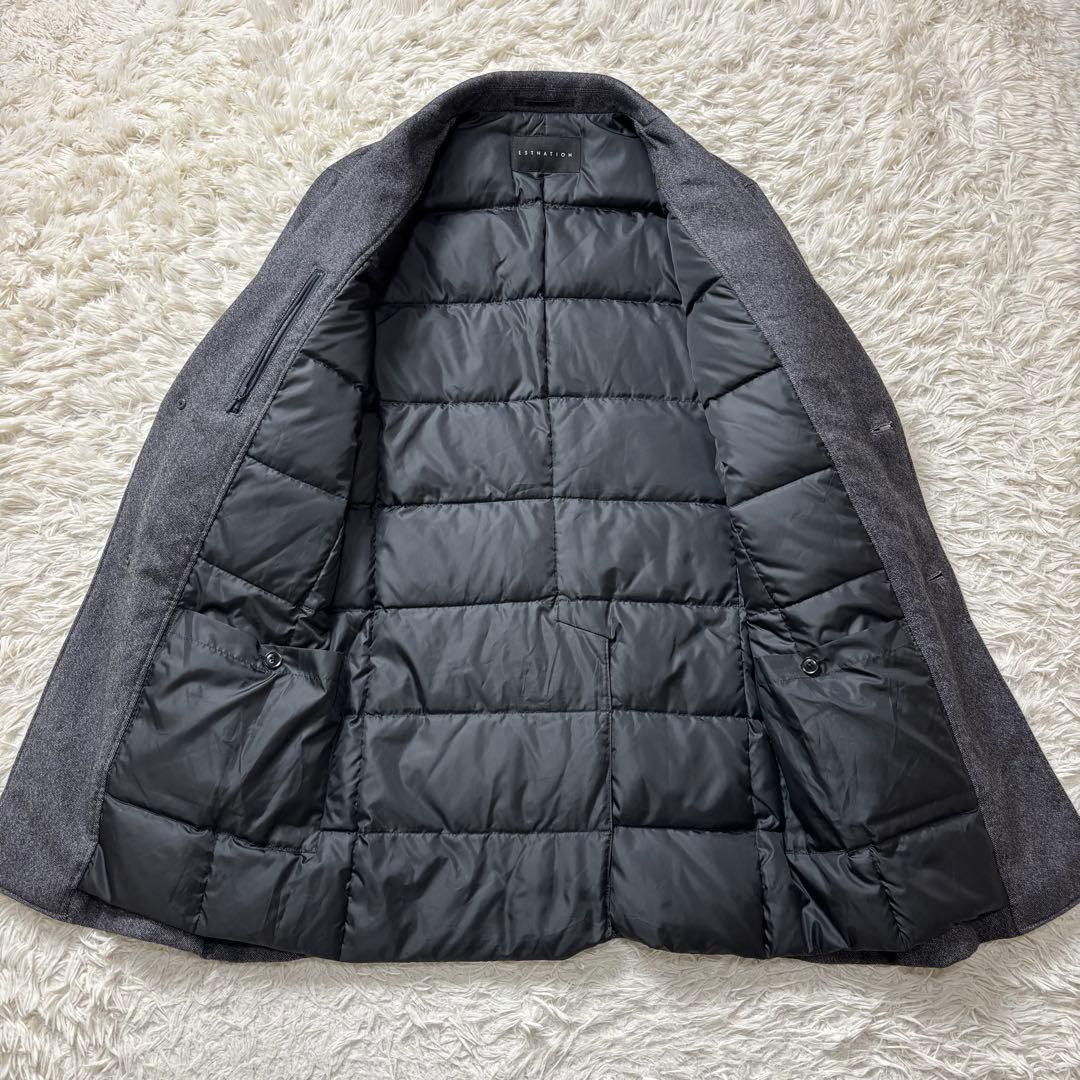 極美品 ESTNATION ダウンチェスターコート ウール生地 グレー M