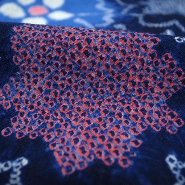 浴衣 有松鳴海絞り 夏物 夏 木綿 手縫い仕立て 裄63 Ｍ 中古 sn1449