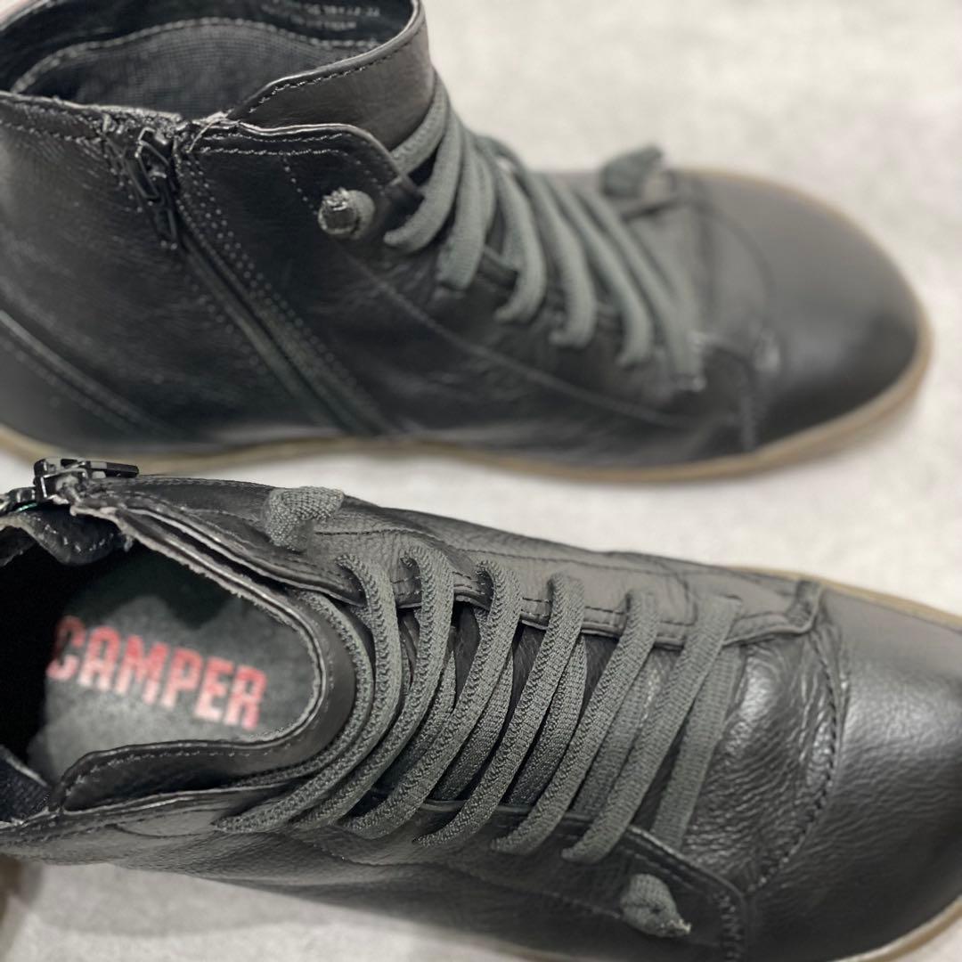 美品》カンペール ペウカミハイカット サイドジップ ブラック 38