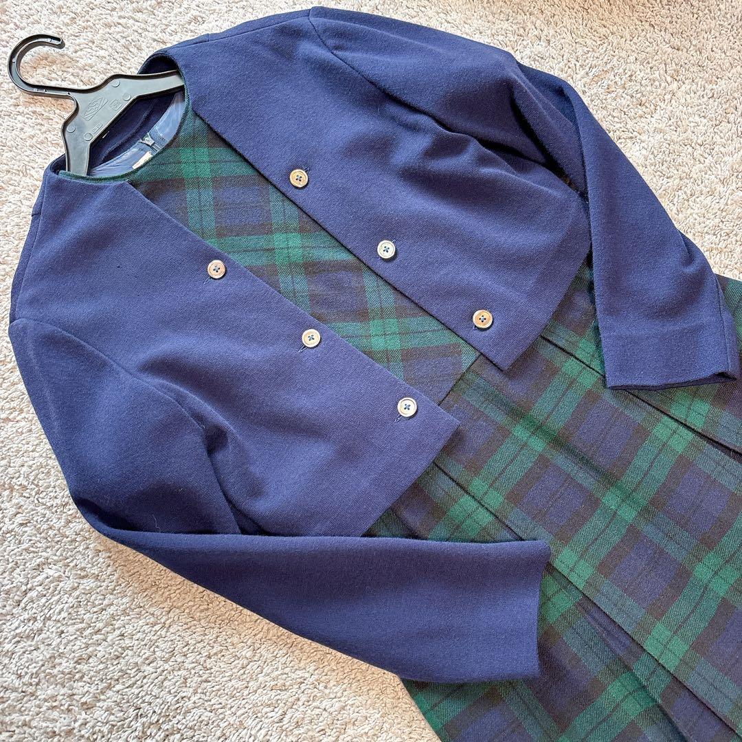 ファミリア　ワンピース＆カーディガンセットアップ　160サイズ　チェック