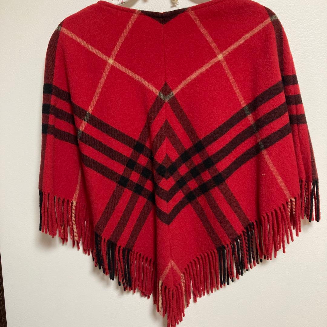 BURBERRY レッド チェック柄 ポンチョ