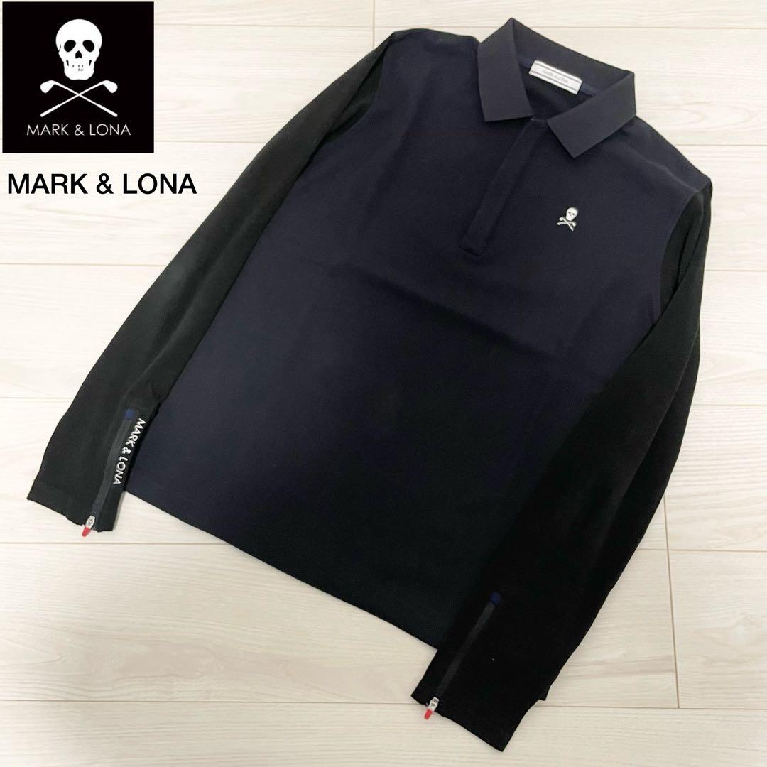 美品✨マークアンドロナ　長袖ポロシャツ　ゴルフウェア　ブラック　Lサイズ　スカル