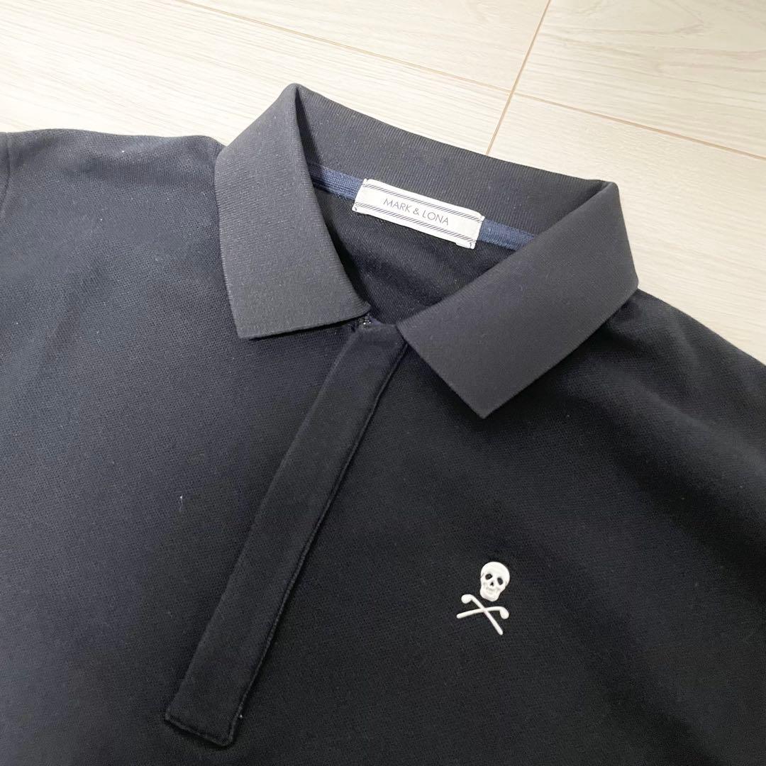 美品✨マークアンドロナ　長袖ポロシャツ　ゴルフウェア　ブラック　Lサイズ　スカル
