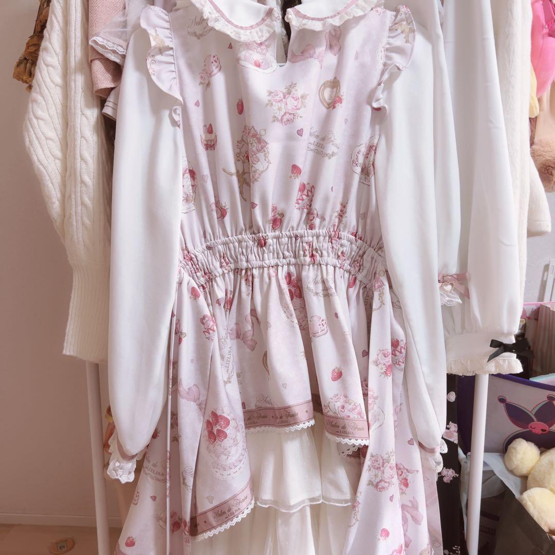 LIZLISA リズリサ Salon de Fraise柄ワンピース ピンク