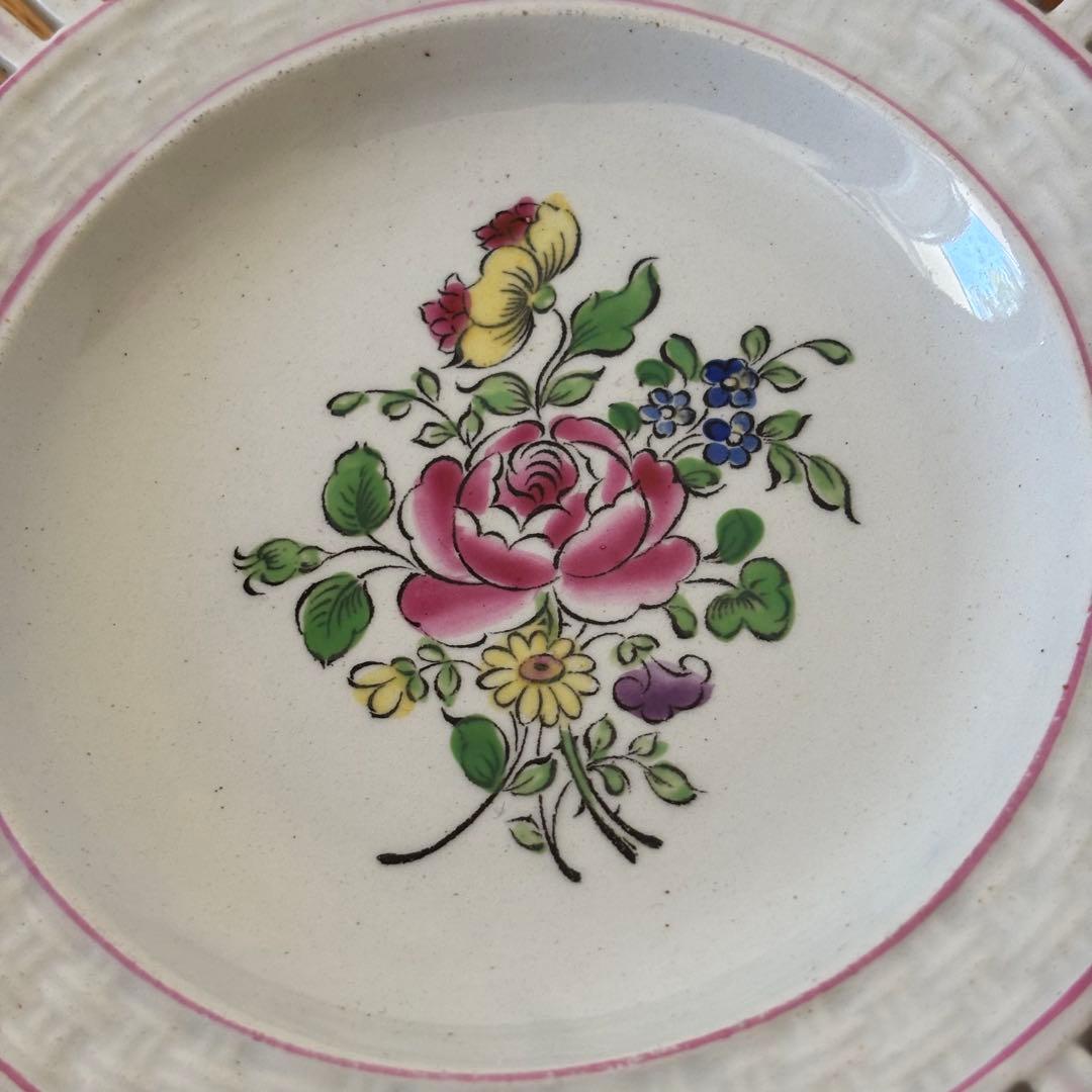 メル16250①②KGリュネヴィル パン皿 バラ 透かし彫り パニエ