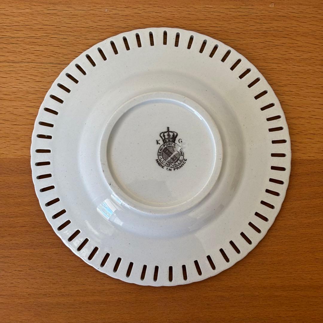 メル16250①②KGリュネヴィル パン皿 バラ 透かし彫り パニエ