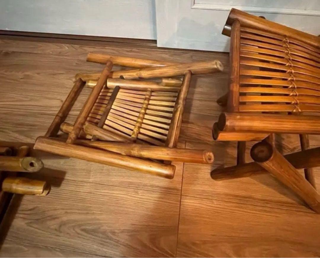 折りたたみ　竹製　レトロ　ヴィンテージ　バンブーチェア　椅子　インテリア　木製