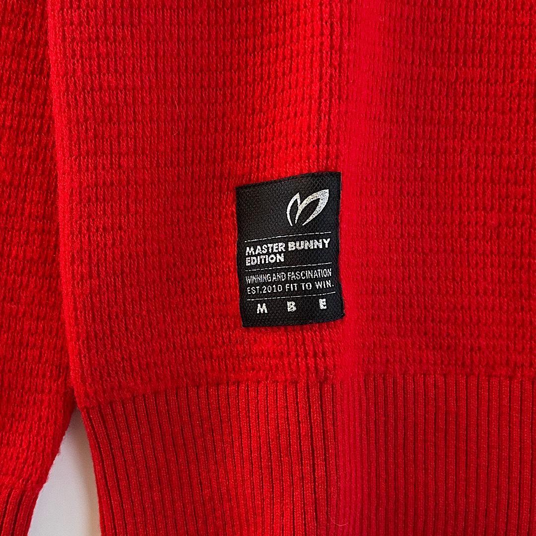 557 マスターバニー メンズ ゴルフウェア ウールカシミヤニット 赤 4 M