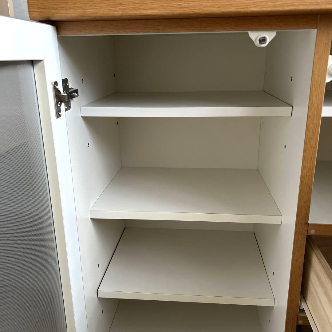 たのめる便】ニトリサイドボード/食器棚 モデナ2 120LBR ガラス扉 家具