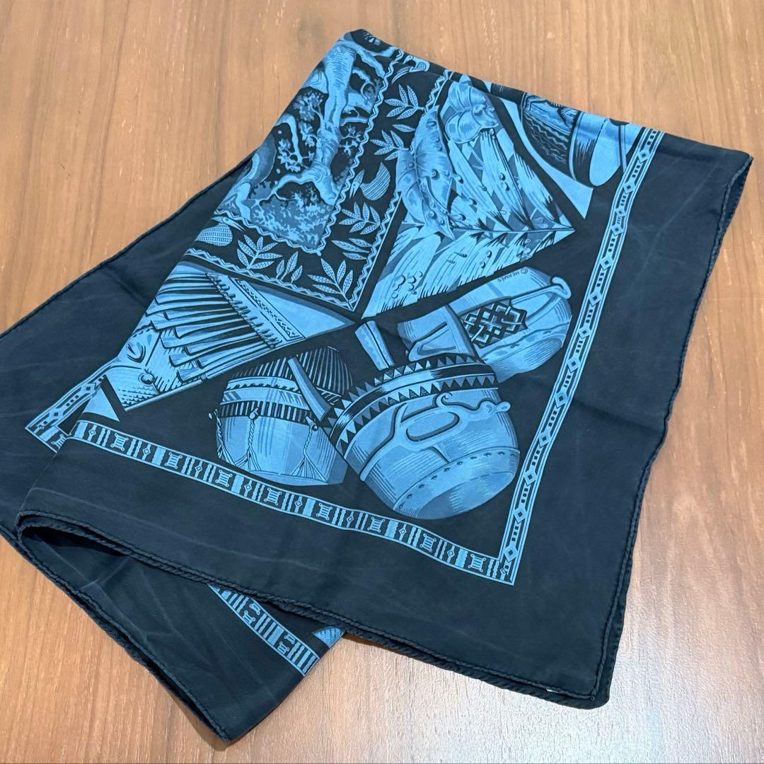 【新春sale】Hermès　エルメス　カレ90　スカーフ　ブルー系