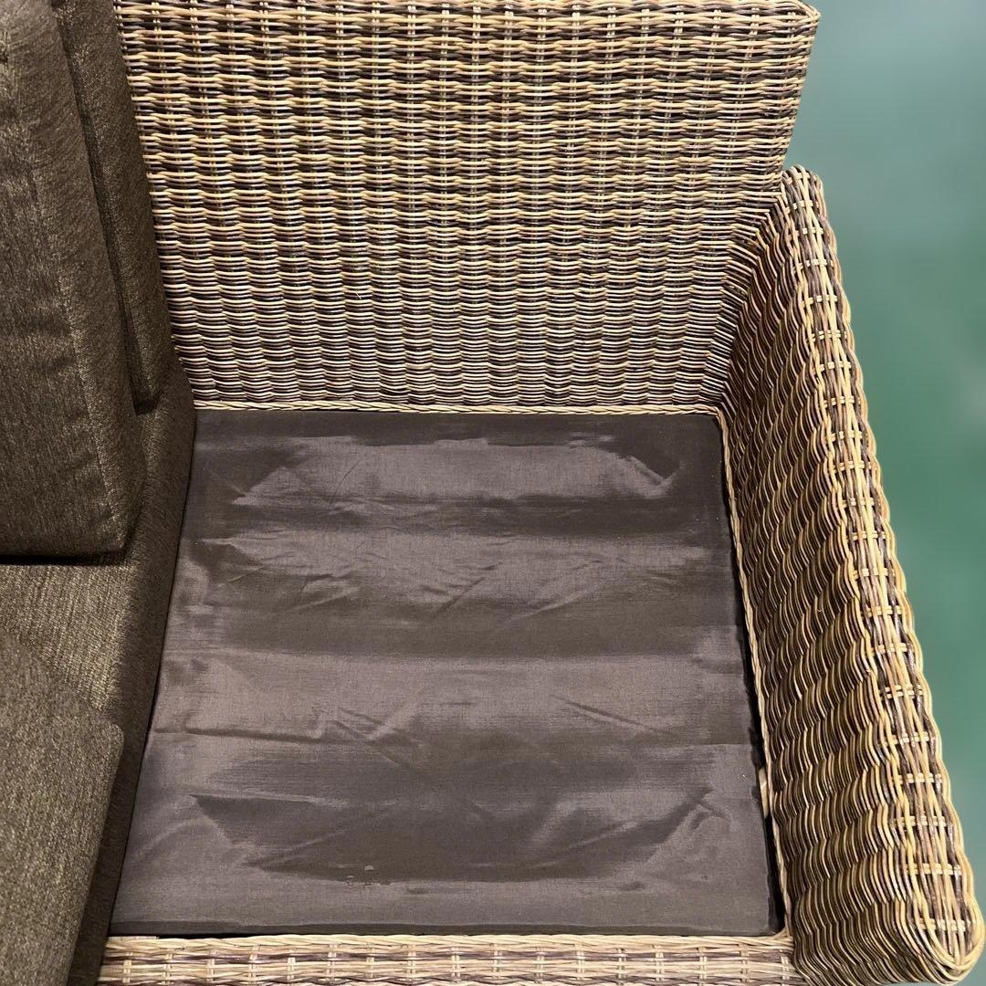 ニトリ ブラウン ラタン風 カウチソファ L字型 アジアンソファー