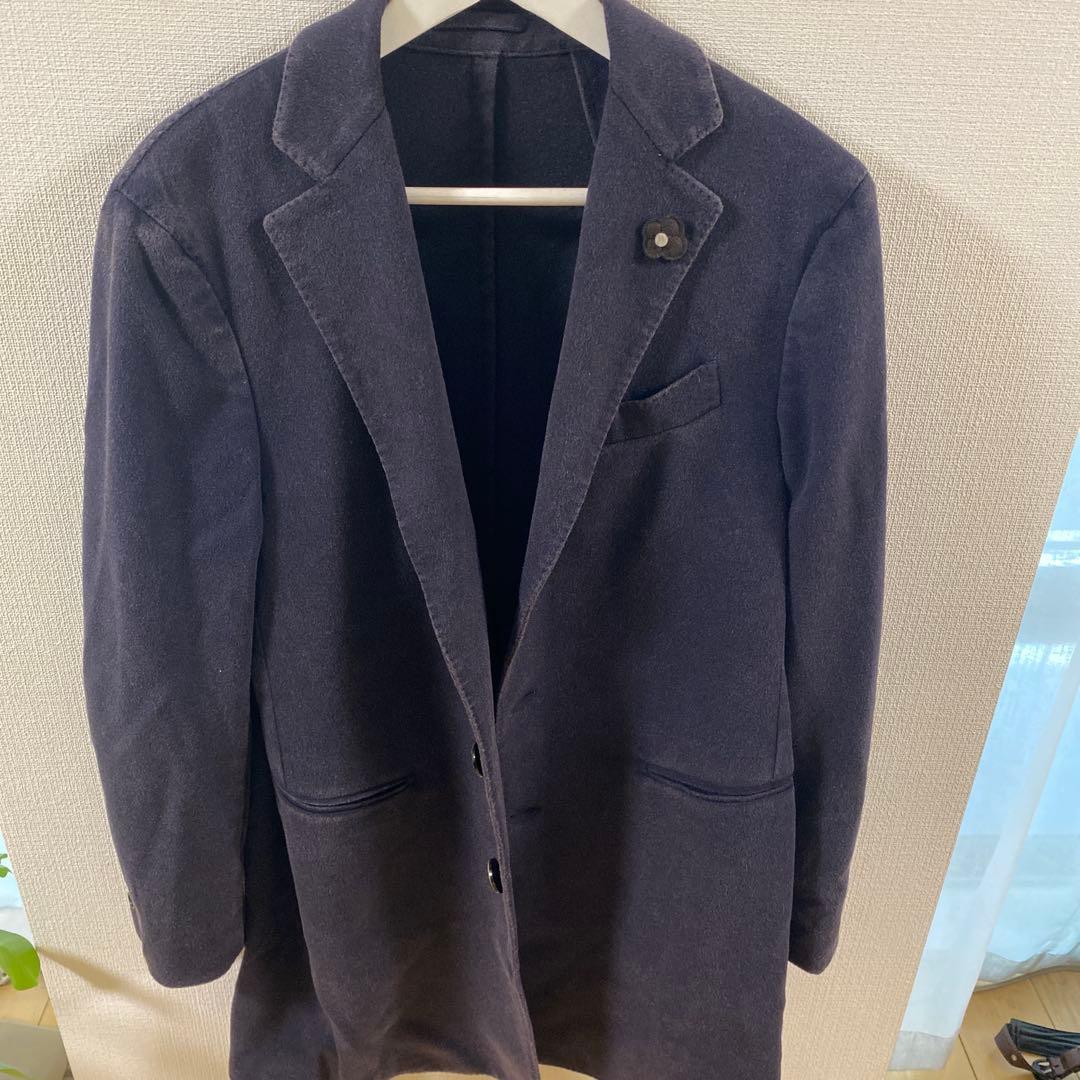 LARDINI ラルディーニ チェスターコート 48 カシミヤ100% ネイビー