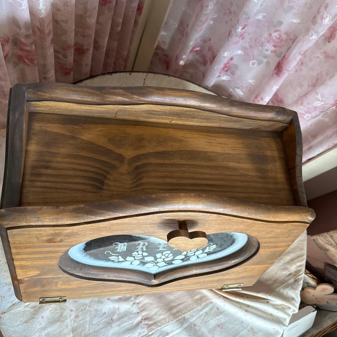 ハートローズ ブレッドボックスス ブラウン ハート型のガラスフレンチカントリー