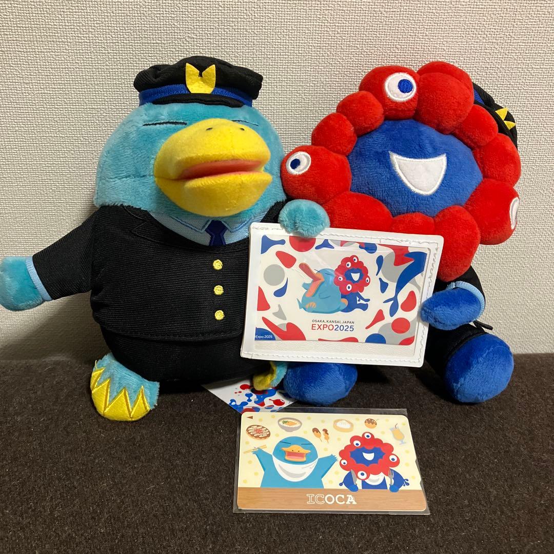 関西万博限定ICOCA イコちゃん、ミャクミャク駅員さんぬいぐるみ