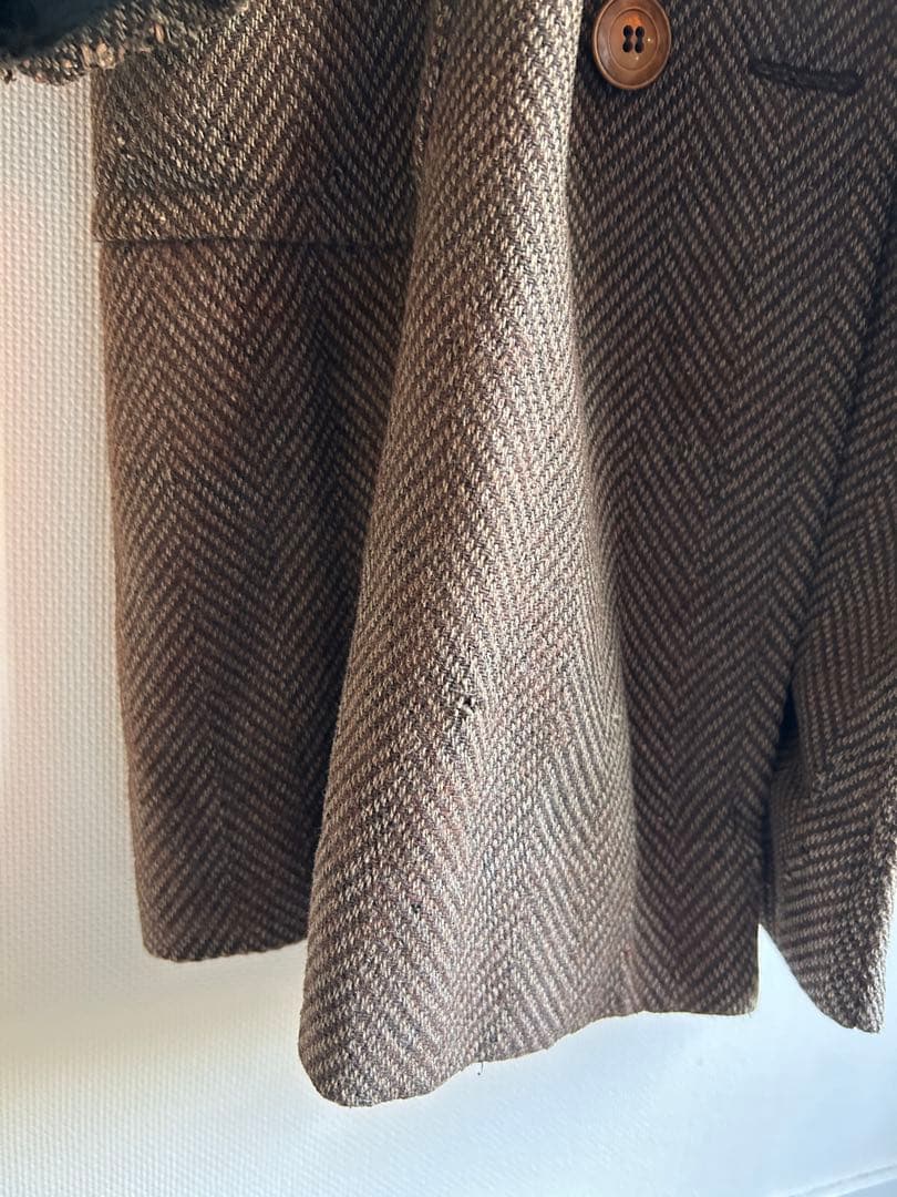 30s40sフレンチヴィンテージ ダブルブレスト ツイードコート