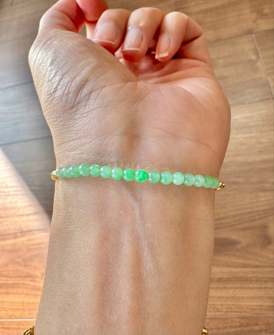 本翡翠 原色氷ヒスイ K18ミラボール ブレスレット