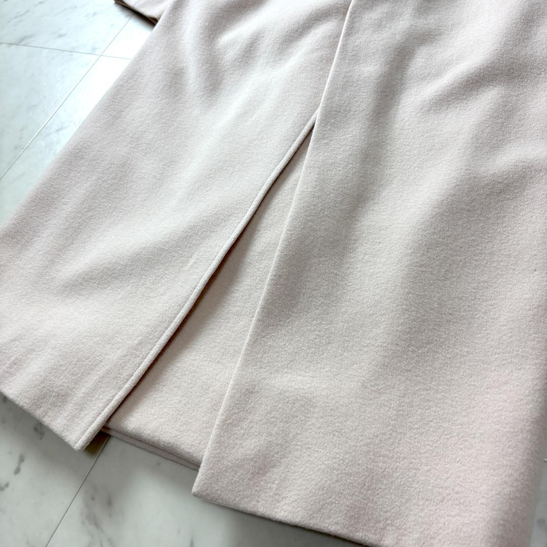 BEIGE, アンゴラ ウール M ノーカラー ロングコート ベルテッドコート