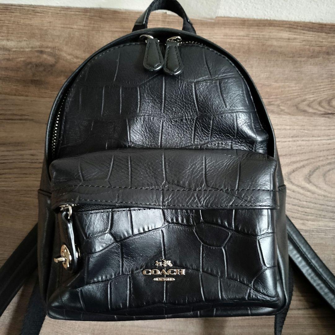 美品✨ COACH コーチ クロコ ターンロック リュック レザー 黒