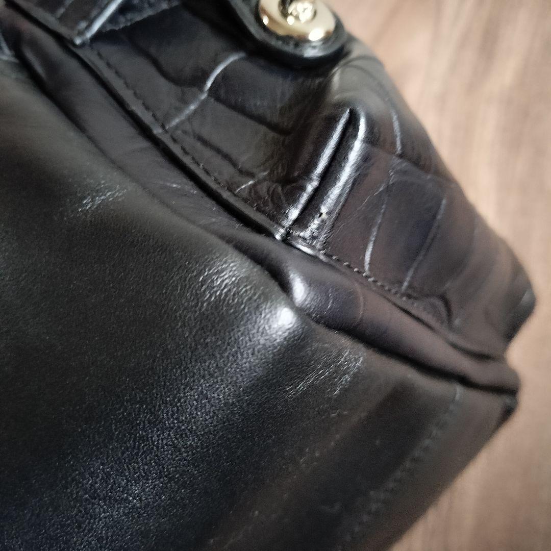 美品✨ COACH コーチ クロコ ターンロック リュック レザー 黒