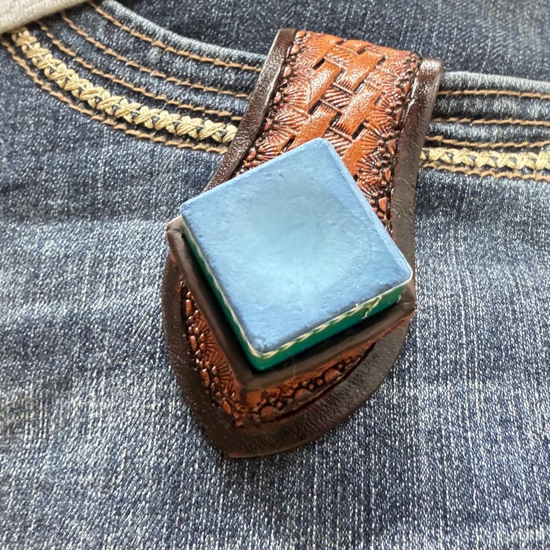 レザーカービング バスケット柄 ビリヤード用チョークケース＆ホルダー マグネット