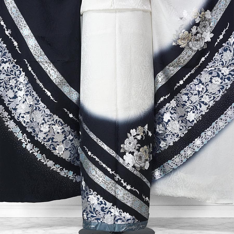 専用　ご予約　振袖　プレミアムゴールド　関芳　未仕立て　仮絵羽　薔薇　黒　銀