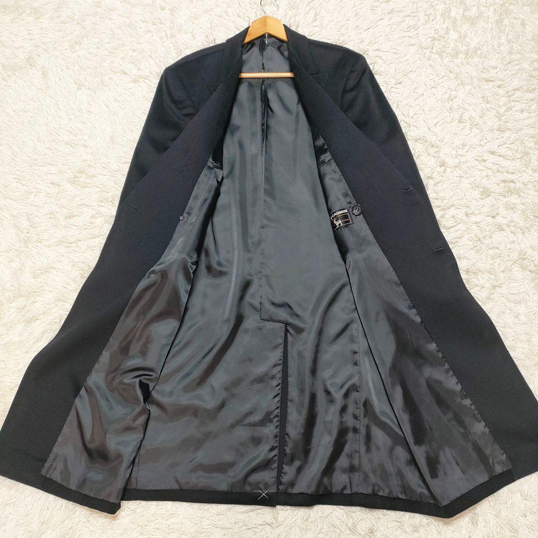 【美品】着丈113cm　ダブルチェスターコート　ピュアカシミヤ　黒　メンズ　LL