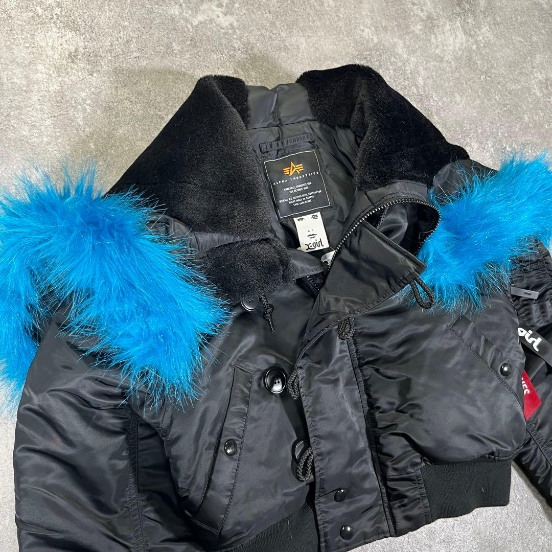 アルファ X-girl フライトジャケット　N-2B ショート丈 S ブラック