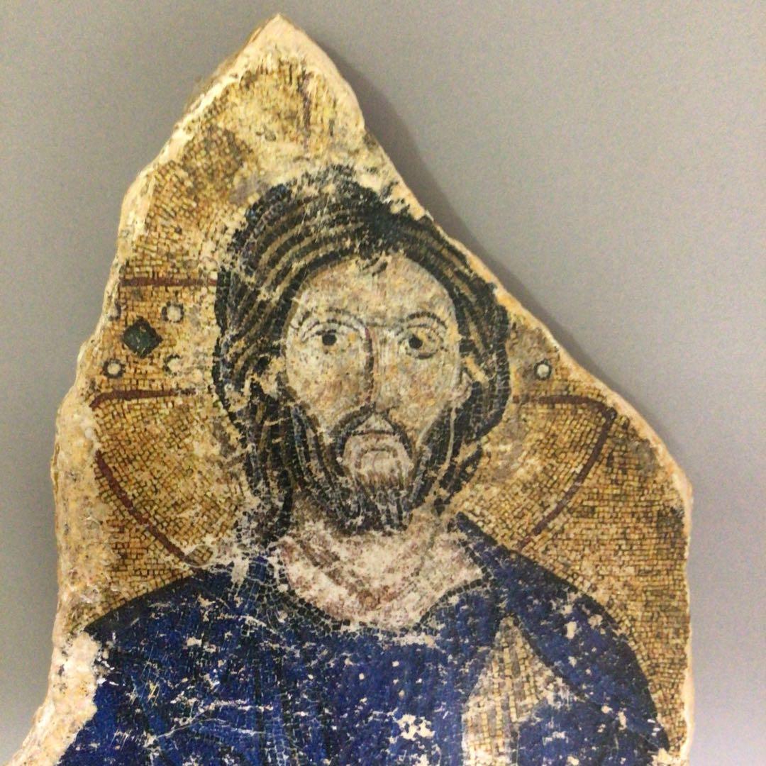 ★ロシア正教 古代のキリスト肖像画の石片 イコン 石画