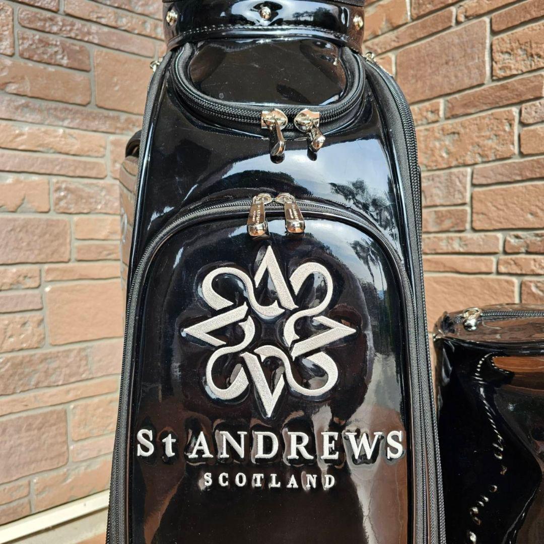 【セントアンドリュース】人気スタッズ×エナメル 9.5型3点式キャディバッグ 黒