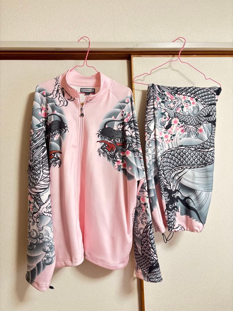 GALFY ガルフィー セットアップ 中型犬表記 和柄 ピンク 上下セット