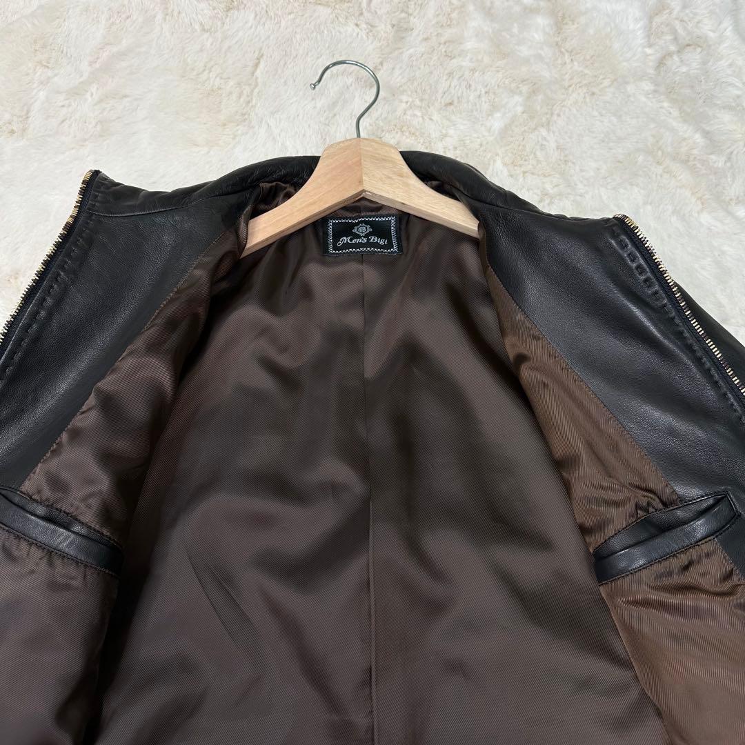 ✨美品✨メンズビギ 羊革シングルライダースジャケット 黒 Sサイズ