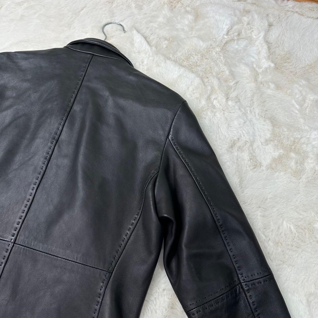 ✨美品✨メンズビギ 羊革シングルライダースジャケット 黒 Sサイズ