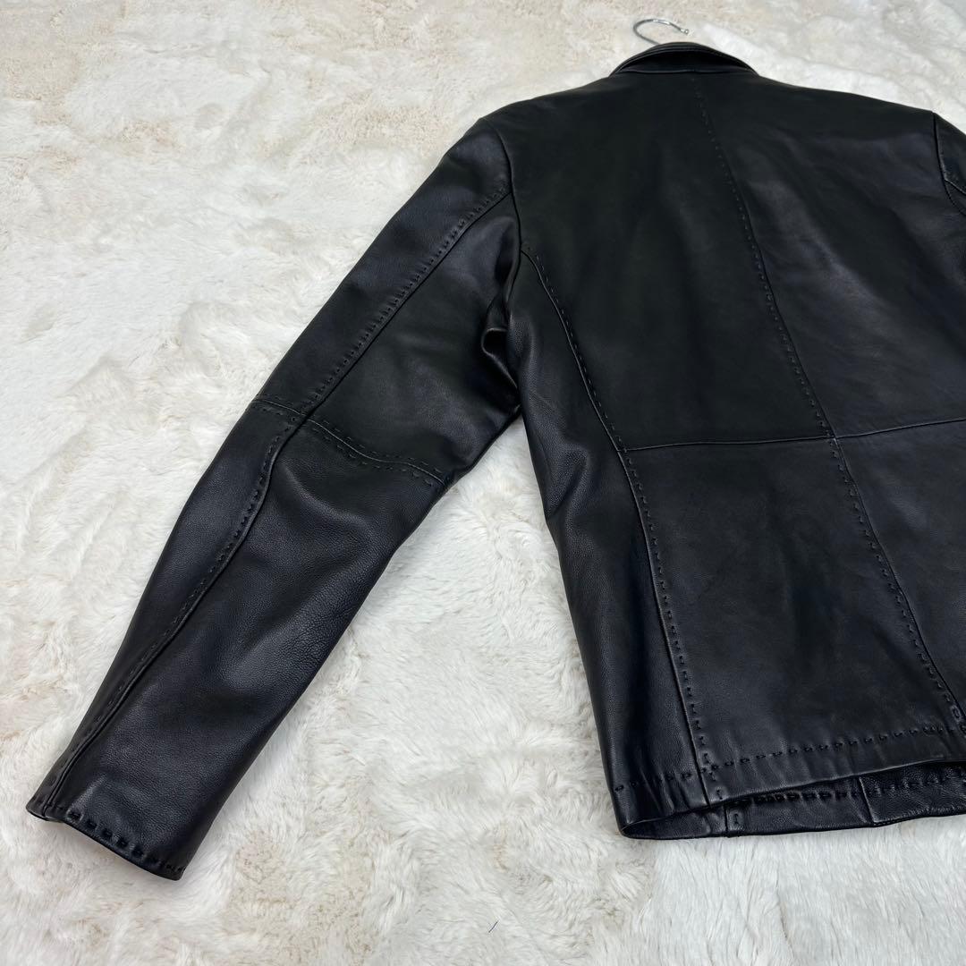 ✨美品✨メンズビギ 羊革シングルライダースジャケット 黒 Sサイズ