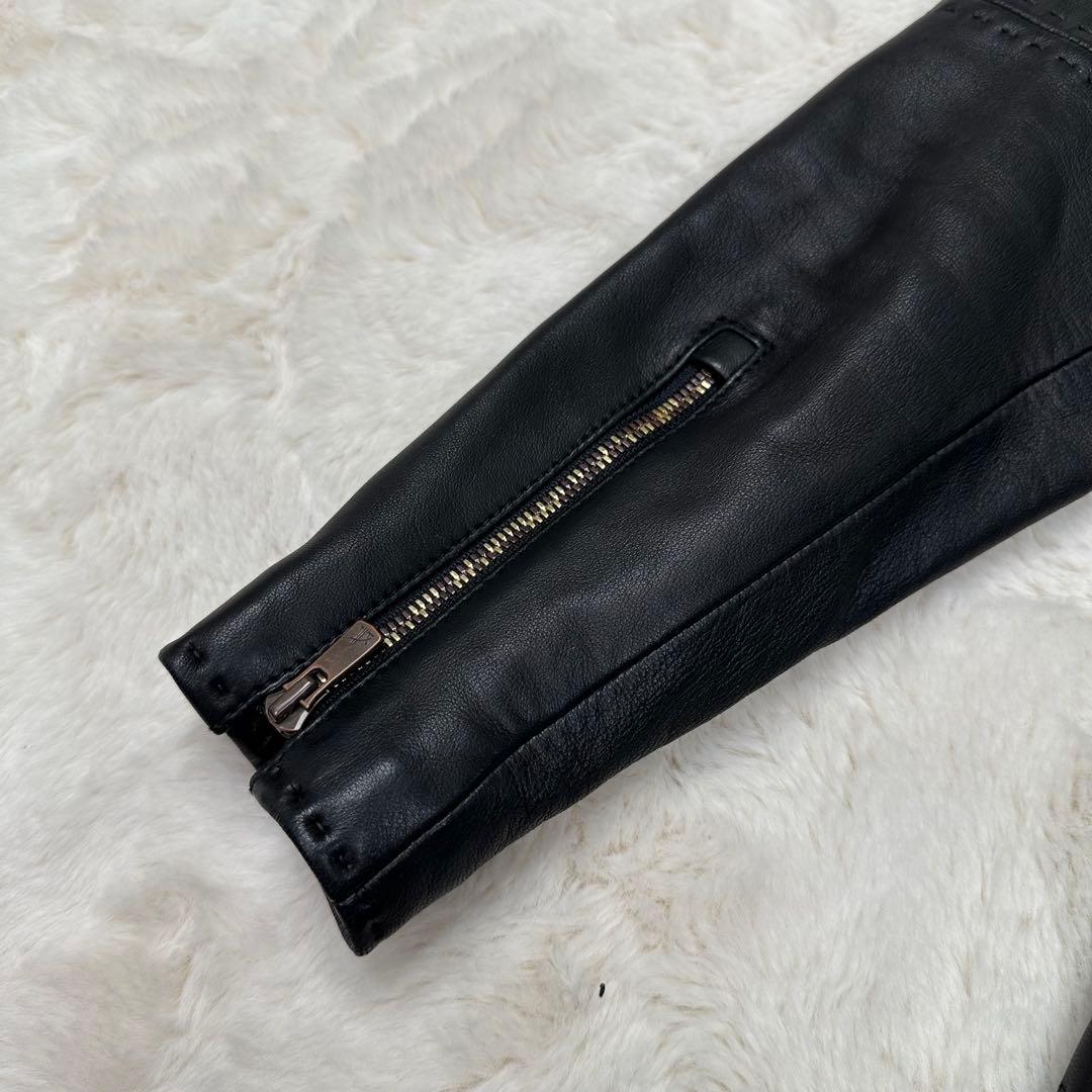 ✨美品✨メンズビギ 羊革シングルライダースジャケット 黒 Sサイズ