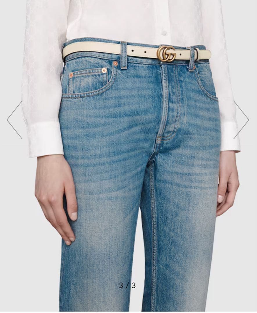 グッチ　GUCCI ダブルG スリムベルト　ベージュ　75センチ　GGマーモント