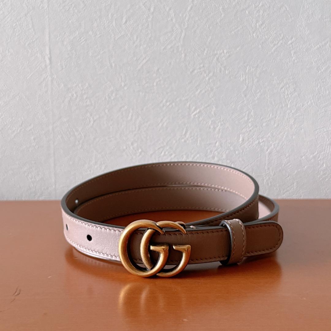 グッチ　GUCCI ダブルG スリムベルト　ベージュ　75センチ　GGマーモント