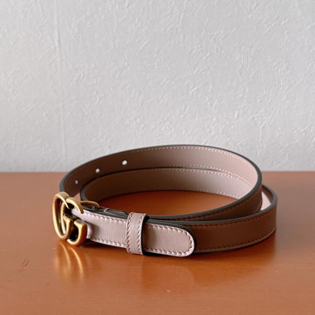 グッチ　GUCCI ダブルG スリムベルト　ベージュ　75センチ　GGマーモント