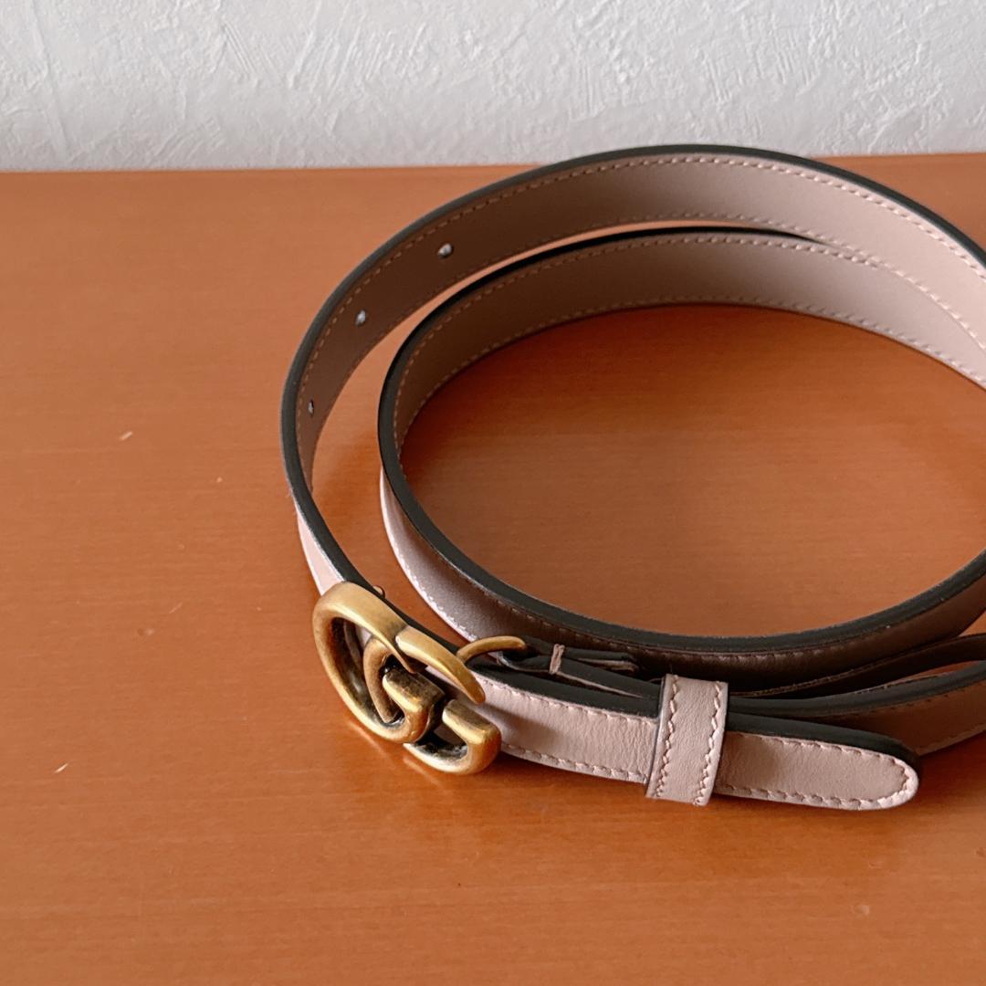 グッチ　GUCCI ダブルG スリムベルト　ベージュ　75センチ　GGマーモント