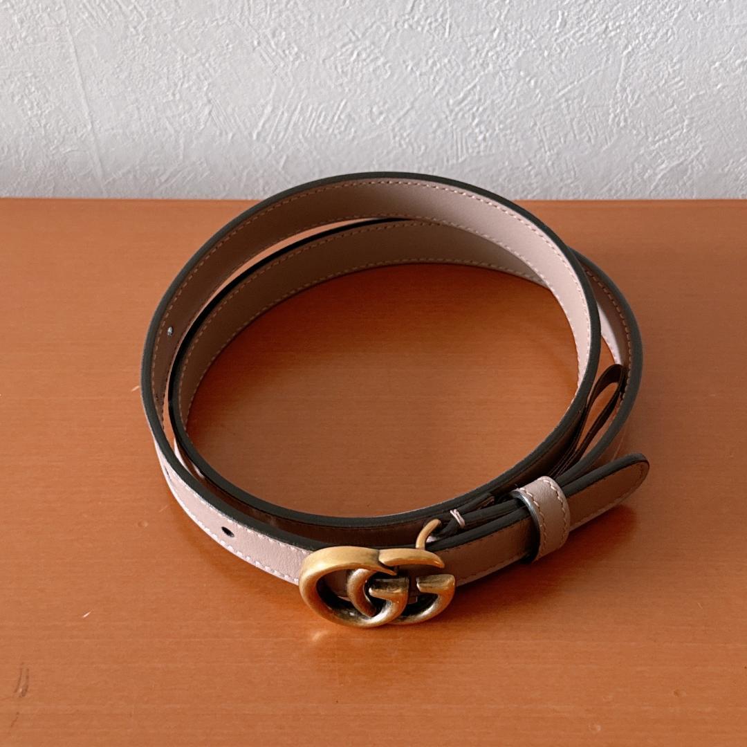 グッチ　GUCCI ダブルG スリムベルト　ベージュ　75センチ　GGマーモント