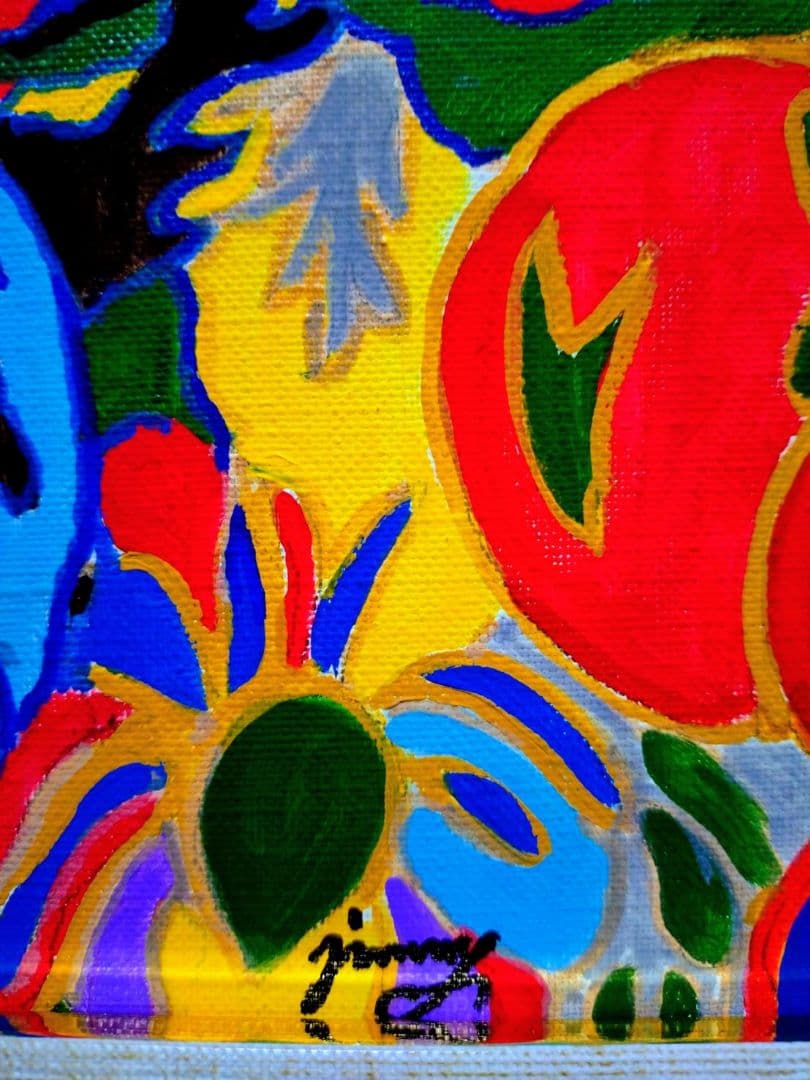 F6号】ジミー大西【サークル】手描き/表裏サイン有/油彩/アクリル/絵画