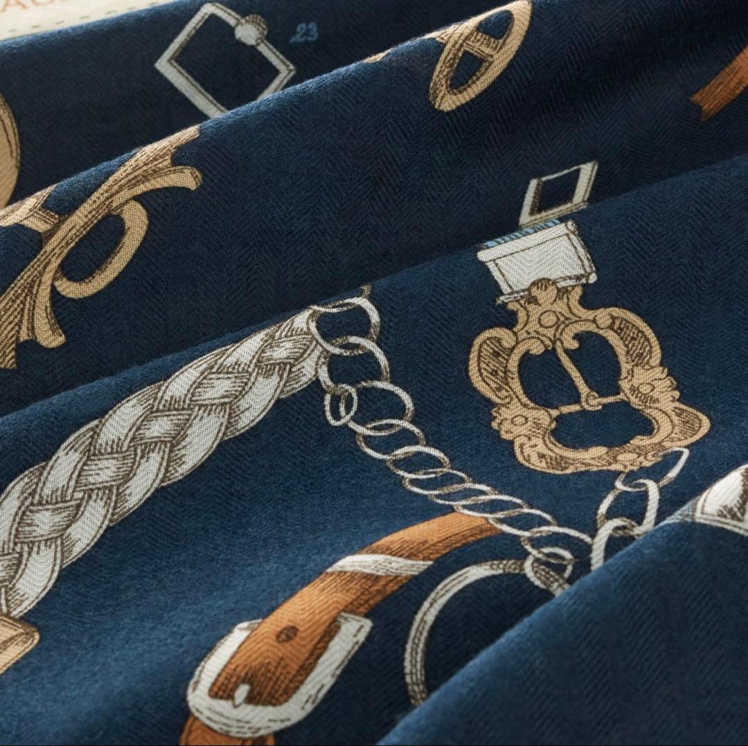 エルメス カレジェアン 140 《 シュヴォー・デシェネ 》カシシル　ネイビー