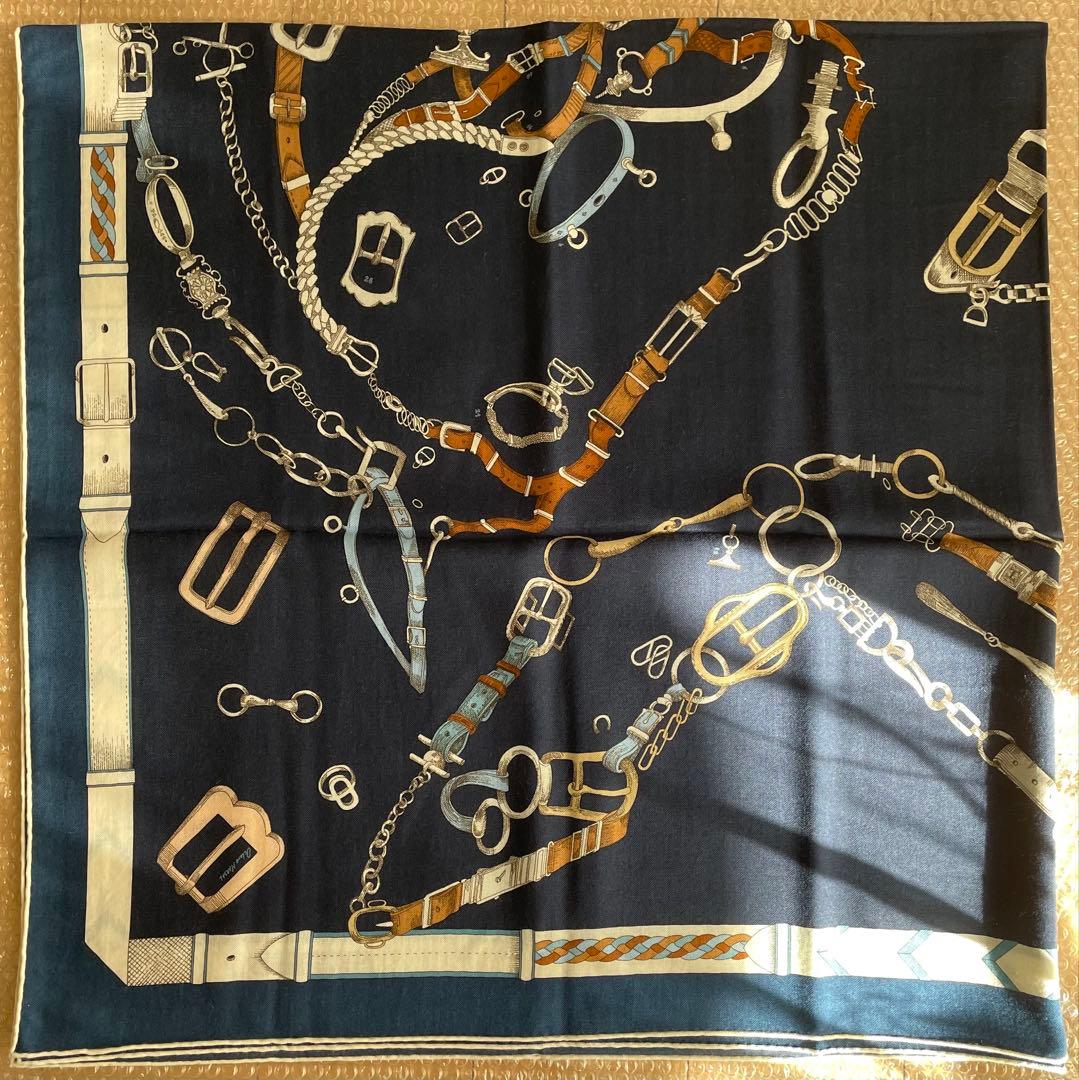 エルメス カレジェアン 140 《 シュヴォー・デシェネ 》カシシル　ネイビー