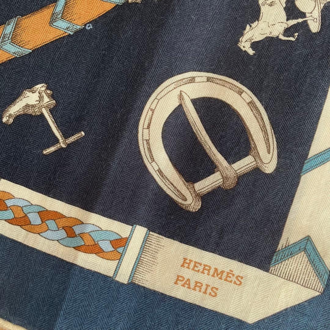 エルメス カレジェアン 140 《 シュヴォー・デシェネ 》カシシル　ネイビー