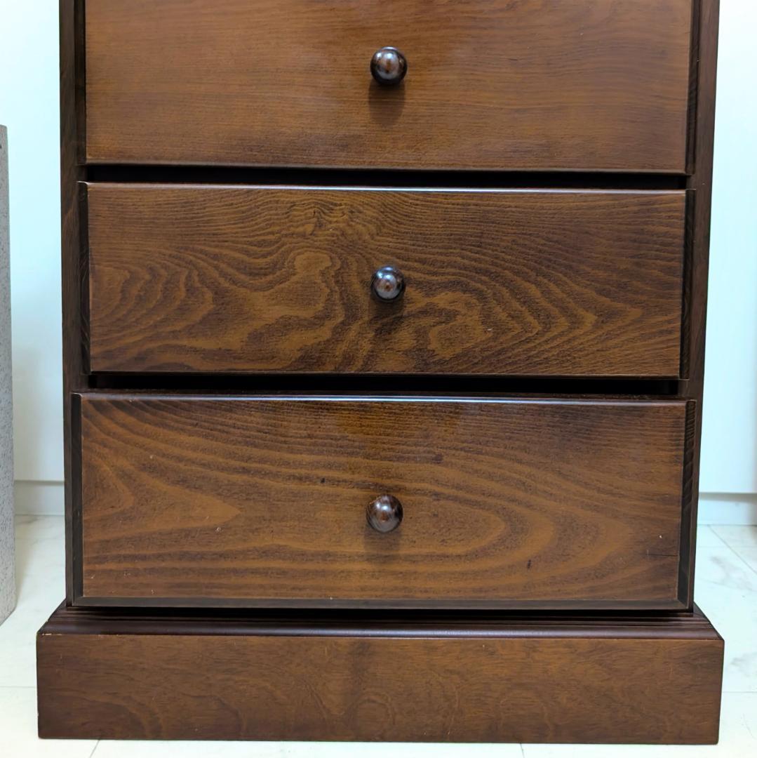 ウッド チェスト 木製 引き出し 5段 無垢材 国産 ビンテージ ブラウン