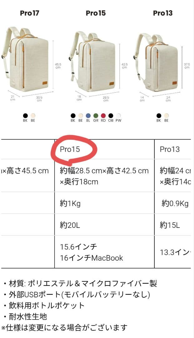 Nordace Siena Pro 15 スマートバックパック USB充電付き