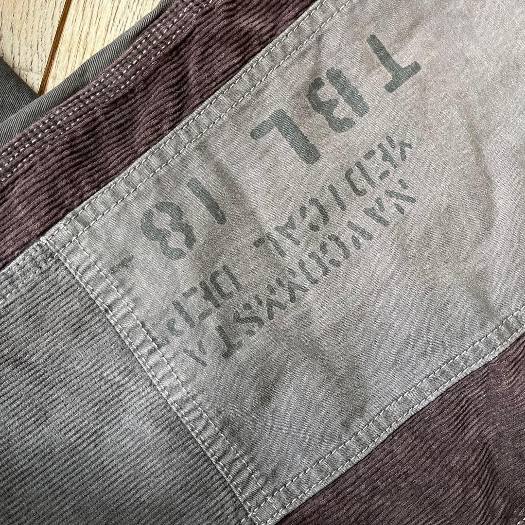 タグ付きキューブシュガーTOBILAピーチツイル×コーデュロイエプロンサロペット