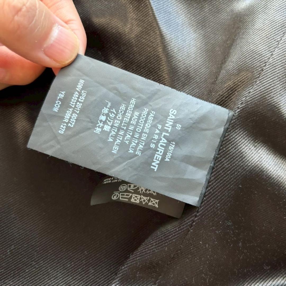 極美品 サンローラン パリ チェスターコート ウール ヘリンボーン グレー XL